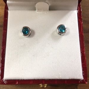 Aquamarine gemstone studs